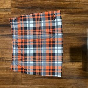 Plaid Skirt with Orange and Black Pattern